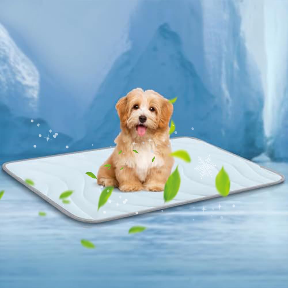 Cat Cooling Mat - 2026 New Soft Large Cool Pad, Non-Slip Mesh Bottom, Self Ice-Silk Polyester, Waterproof, Easy Clean, for Dog Crate, Car, Outdoor (Blue, XL-150 * 101cm)