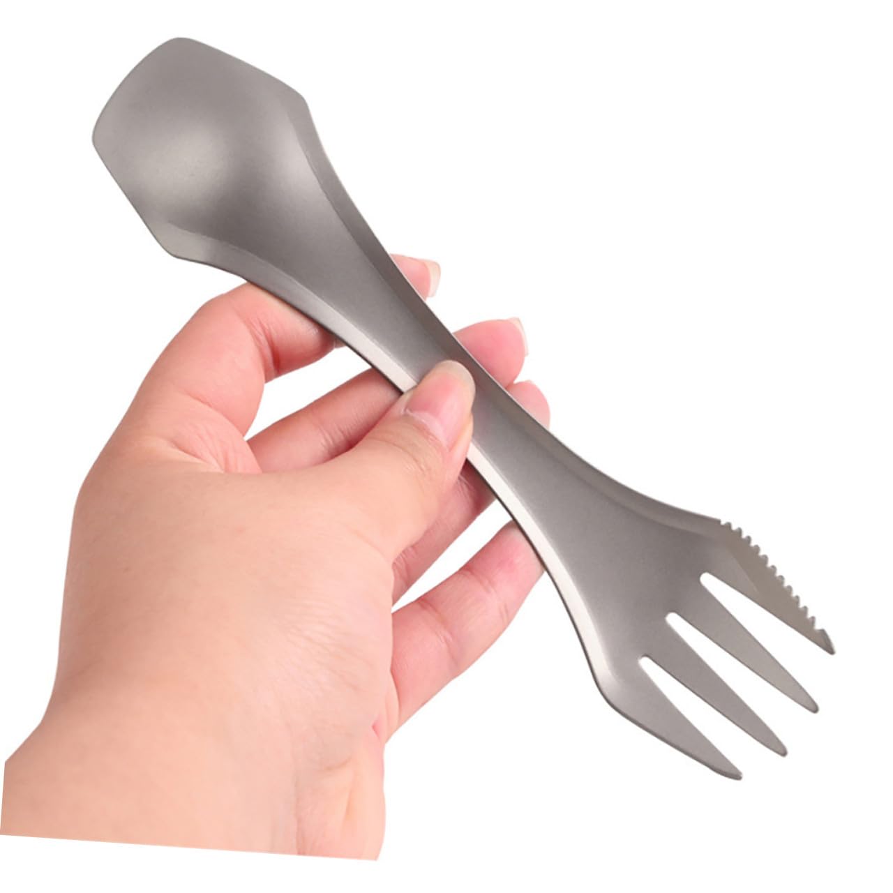 Abaodam 2 Pezzi Utensili Multifunzionali in Leggere e Resistenti per Escursioni Picnic in Inossidabile Design