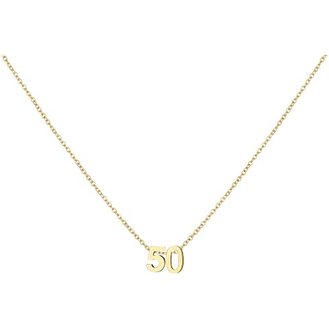 Number Necklace for Women Dainty 18K Gold Plated Pendant Necklace Charm Birth Month...