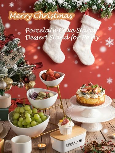 Wedding Cake Stand, White Cake Stand for Smaller Than 10 Inch Cakes, Christmas Porcelain Cake Plate for Party, Baby Shower, Birthday, Home Decorating Stand - Image 4