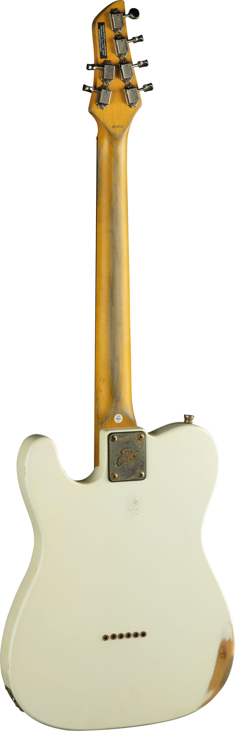 EKO GUITARS - Tero Relic Olympic White, Guitare Électrique avec finition Relic, Série "Original Relic", Corps en Paulownia, Manche en Érable, Touche 22 frettes en résine Eko WPC, Couleur Olympic White