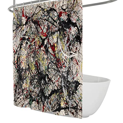 WEECHAINGE Badezimmer Duschvorhang Jackson Pollock Stil Abstrakte Tinte Graffiti Muster Drucke Badezimmer Trennwand Vorhang Extra Langer Stoffstoff B160xL180cm