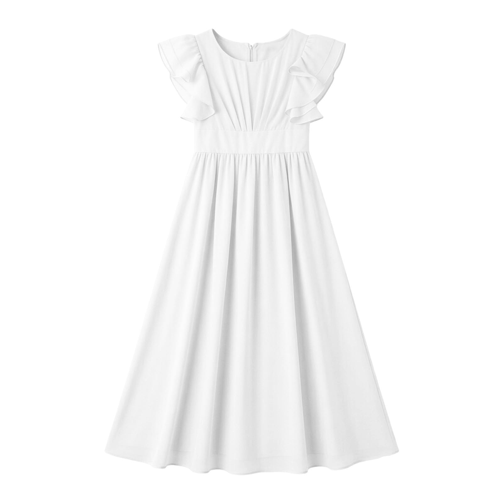Maxi abito da bambina a maniche corte con scollo rotondo a pieghe per bambini eleganti gonne da principessa in tulle per matrimoni