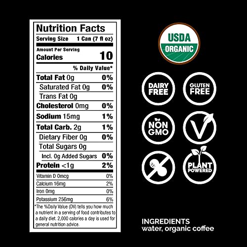 Rise Brewing Co. | Original Black Nitro Cold Brew Coffee | Sugar And Gluten-Free, Vegan | Organic & Non-Gmo | Low Acidity | 7 Fl. Oz. Cans (12 Pack) #TOP6