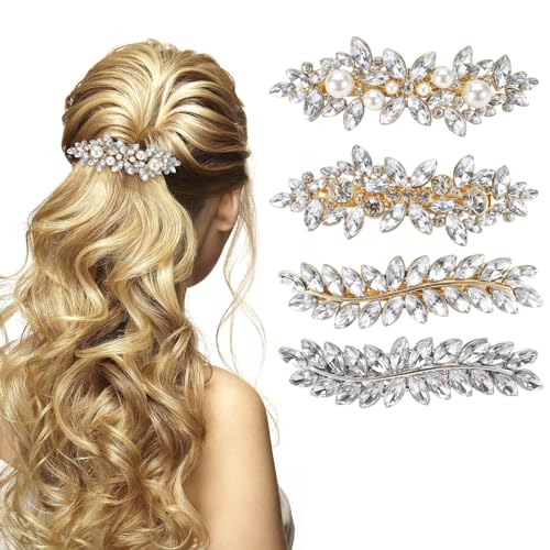 Chihutown 4 Stück Strass-Haarspangen, Hochzeits-Haarspangen, Braut-Haarnadeln, Haarschmuck für Frauen und Mädchen, funkelnde Frühlings-Haarspangen, Haar-Accessoires