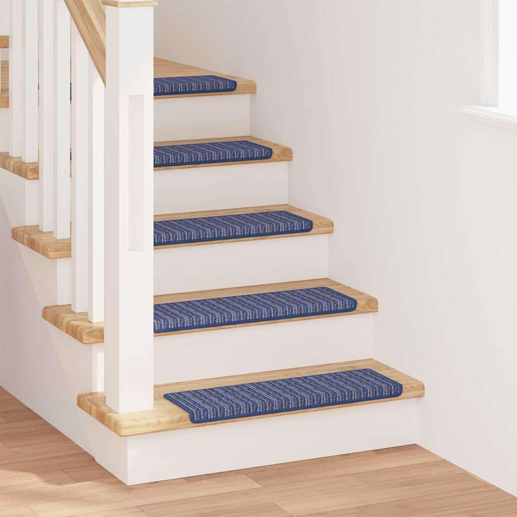 Tomostar Lot de 15 Marchettes d'escalier Antidérapant, Tapis d'escalier Autocollant Tapis pour Marche Protection d'escalier Rayé 15 pcs Bleu 65 x 21 x 4 cm