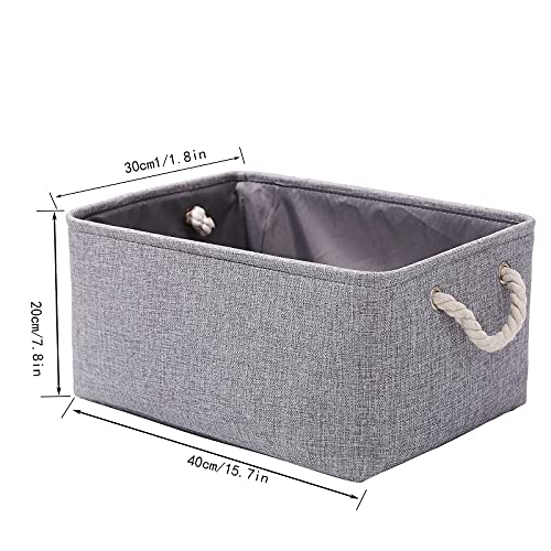 Guimiyhy Foldable Fabric Storage Basket Storage Box Storage Bin Canvas Shelf Basket Nursery Bin Gift Basket With Handles For Wardrobe, Clothes, Toy, Towel (3 Pack, Grey,15.7 By 11.8 By 7.8 Inch) #TOP3