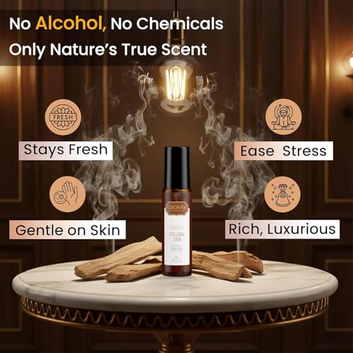 Image of Aura Golden Dew Roll-On | Natural Floral Perfume Oil with Rose & Mimosa Extracts | Alcohol-Free, Skin-Friendly & Long-Lasting Fragrance, 8ml