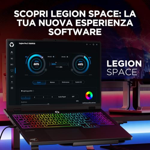 Legion Pro 5 Gaming Laptop - Display IPS WQXGA 16" 240Hz, NVIDIA GeForce RTX 5070 8GB, AMD Ryzen 9 8945HX, RAM 32GB, SSD 1TB, Windows 11 Home, Tastiera RGB italiana - Eclipse Black - Notebook - Immagine 10