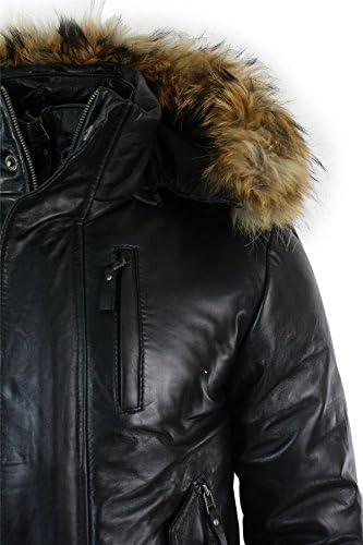 black jacket with brown fur hood