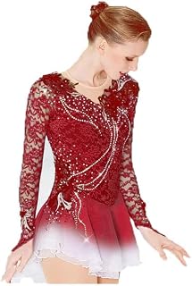 QtthZZr Girls Flower Figure Skating Competition Dress Women's Dance Ice Skating Artistic Performance Suit Gymnastics Leotards