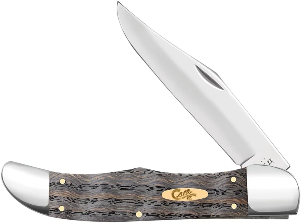 Case XX Pocket Knife FOLDING HUNTER - SMOOTH BLACK CURLY OAK WOOD Item #14008-7165 SS - Length Closed: 5 1/4Inches