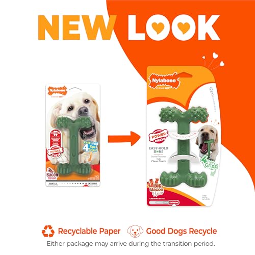 Jouet à mâcher pour chien Nylabone goût bacon os résistant grand modèle - 4