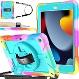 Picture of BMOUO Case for iPad 9th Generation Case, iPad 8th/7th Generation Case, iPad 10.2 Case, Shockproof Rotating Stand Hand Strap Kids Case for iPad 10.2" 2021/2020/2019 - Turquoise