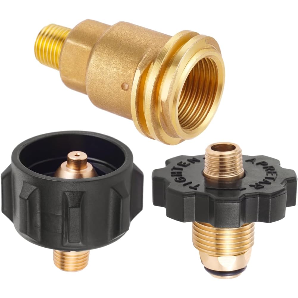 UDSKNV[KSL QCC1 Male/POL Female to 1/4" NPT Male+ POL Male to 1/4" NPT Male Brass Fitting Adapter Set-3Pcs Propane Gas