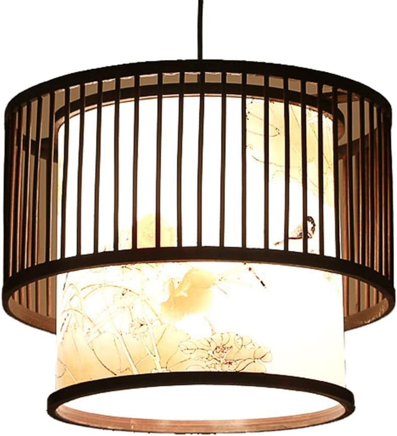 Suspension cage en bambou et rotin style bohème pour salon