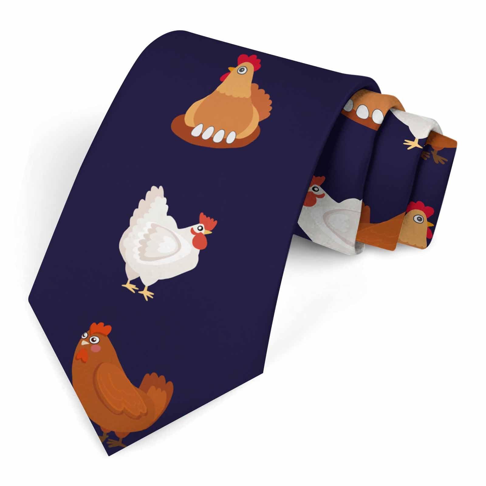 Muntayson Chicken Tie for Men Novelty Fun Full Print Men's Necktie Skinny Fashion Narrow