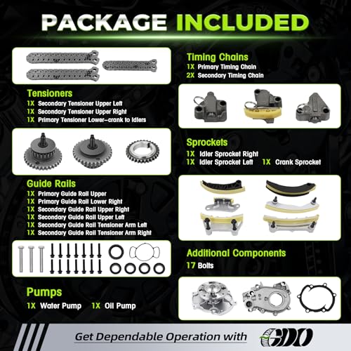 Image of 3.6 Timing Chain Kit W /Water Pump & Oil Pump 12603745 for 2007-2015 Chevy GMC Cadillac Buick Saturn Pontiac Suzuki Saab V6 Engine 3.6L 3.0L Replace# 9-0753S Cadena De Tiempo Kit