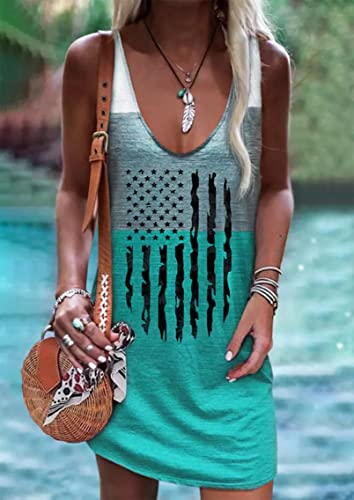 Image of Live Simple Coconut Tree Sleeveless Mini Dress Summer Beach Mini Dress Women's Summer Casual Sexy V Neck Mini Tank Dress