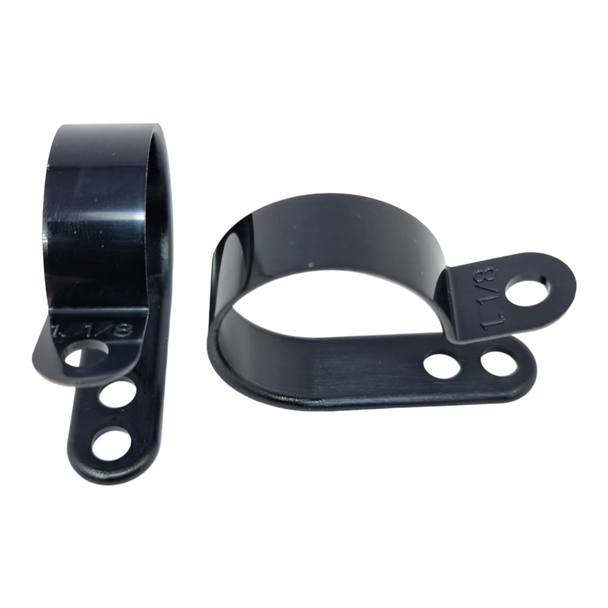 100 Pack of Black Nylon P-Clips, Plastic Cable Clips, 28.5mm (1.1/8") Diameter