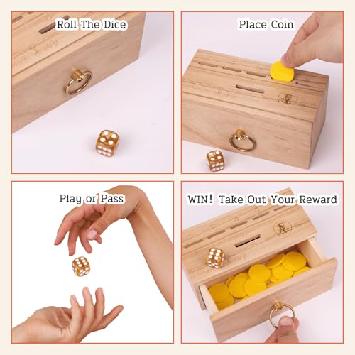 Juego de mesa Wooden Coin Drop de madera con monedas y dados miniatura 3