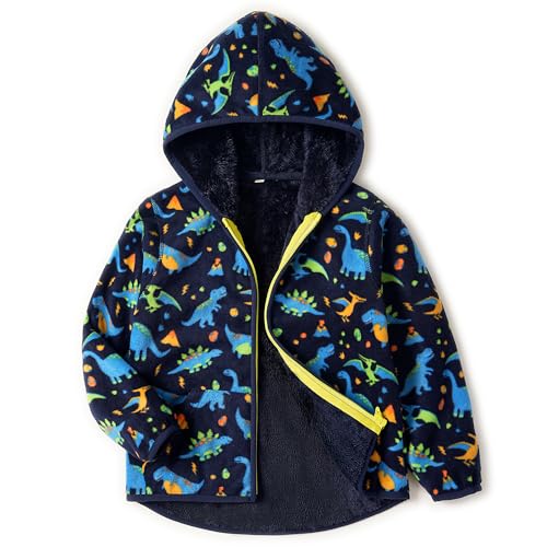 Image of Boys Girls Polar Fleece Jacket with Hood Toddler Coat 2-12 Years