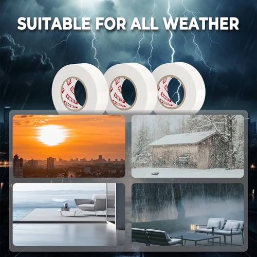 Image of SWRT 12 Pack White Electrical Tape, 0.7 in x 66 FT Waterproof High Temp Electric Tape Under 600V for All Weather, UV Protection, Flame Retardant, Electric Super Vinyl