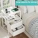 BOLUO White Nightstand with Charging Station, LED Night Stand with 2 Fabric Drawers, Bedside Table with USB Ports and Outlets, Nightstand for Bedroom Modern