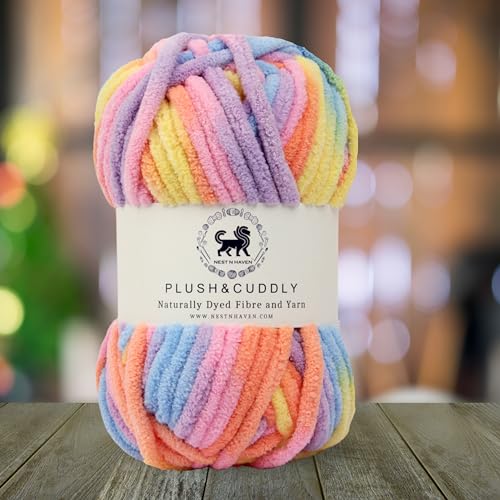 Image of NESTNHAVEN, Plush & Cuddly, Chenille Yarn Supersoft Knitting Wool Ball, (1 Ball /100 Gram Each) Multi Colour Ball Suitable for Craft, Babywear, Baby Blankets, 5 Bulky, Shade no - NNHB024