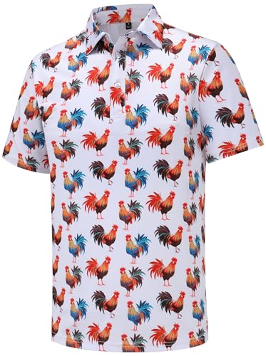 Men's Golf Polo Shirts Short Sleeve Performance Moisture Wicking Dry Fit Funny Golf Polo Shirts for Men