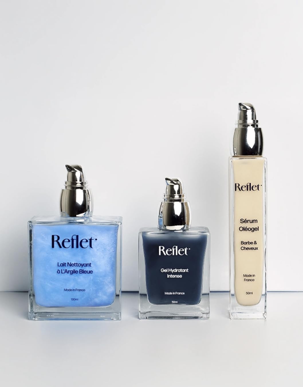 Reflet Cosmétique - Coffret Peau Nette et Belle Barbe - Nettoyant visage + Hydratant visage +Sérum barbe et cheveux