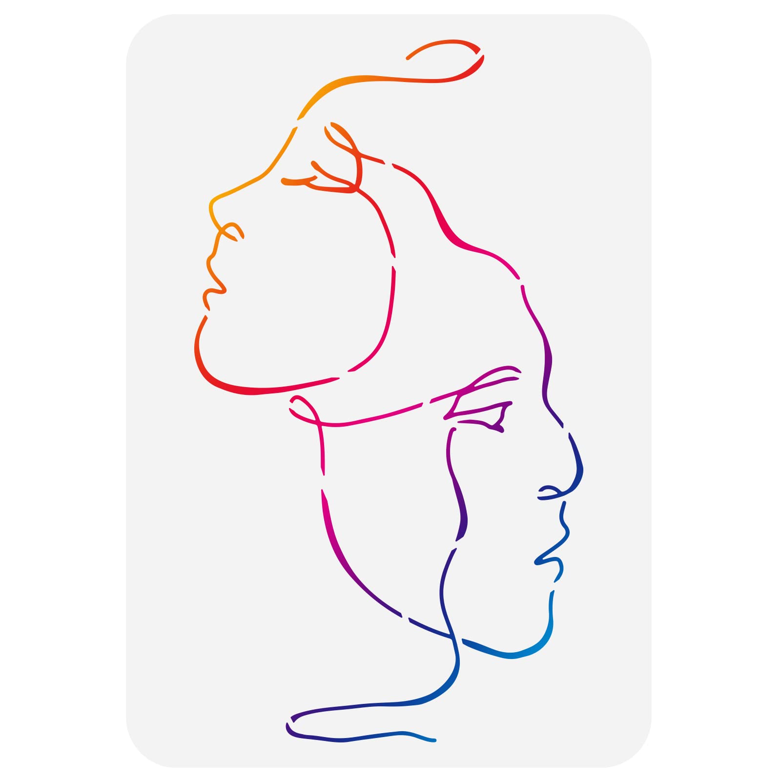 FINGERINSPIRE Abstract Faces Stencil 8.3x11.7 inch Two Women Face Stencil Template Plastic Faces Line Pattern Painting Stencil Reusable Stencils