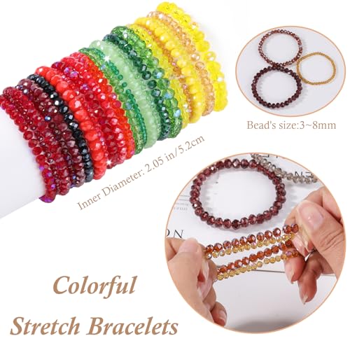 Ornaland 70 Pcs Beaded Bracelets for Women Set Colorful Glass Bead Stackable Preppy Beach Surfer Stretch Crystal Bracelets Wrist Jewelry for Women (Colorful)2
