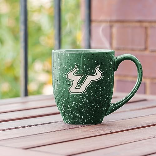 Image of Rico Industries NCAA South Florida Bulls - USF Green Personalized 16 oz Team Color Laser Engraved Speckled Ceramic Coffee Mug