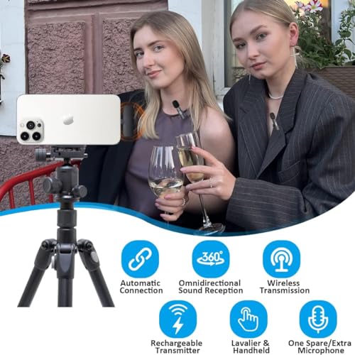 Microfone de lapela profissional sem fio Entrada Tipo C ou Lightning Microfone de gravação condensad