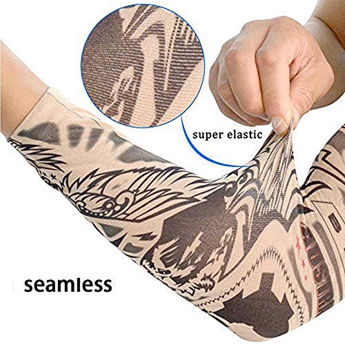 Satisfounder 10 Pcs Arts Temporary Tattoo Arm Sunscreen Sleeves Fake Tattoo Cover Up Sleeves #TOP2
