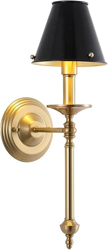 Miniatura 1 de Moderno aplique de pared industrial de mediados de siglo, lámpara de pared de tocador de baño con marco de latón cepillado y pantalla de metal