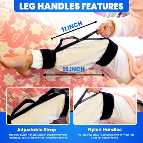 holden usa leg handles leg lifters cast handle  adjustable mobility aid with 2 handles for elderly post-surgery hip amp knee support ideal for bed amp car transfers pair 2 count