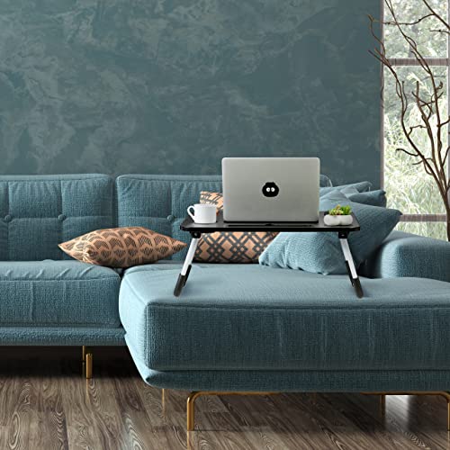 Relaxdays Laptoptisch für Couch, klappbar, Tablethalter, Getränkehalter, Betttisch, HxBxT 26 x 63 x 40 cm, schwarz/weiß