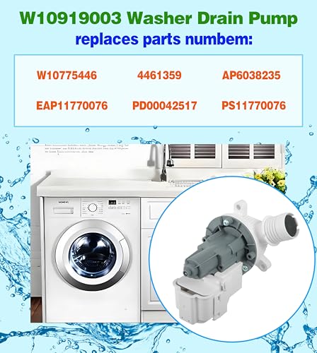 image for BOSHCHEN W10919003 W10775446 Washer Drain Pump Compatible With Whirlpo