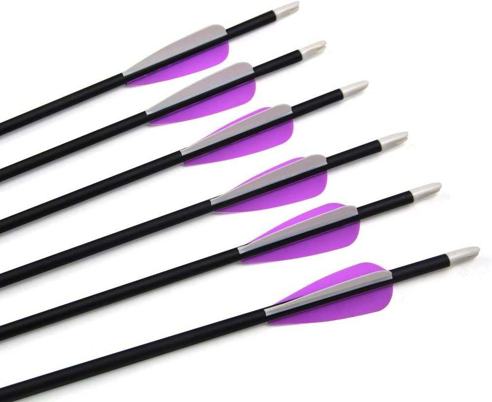 Archery Mixed Carbon Fiber Arrow 30 Inch Spine 500 Arrow Shooting Target Practice Arrow with 3 inch Rubber Feather Suitable for Recurve Bow Long Bow Traditional Bow