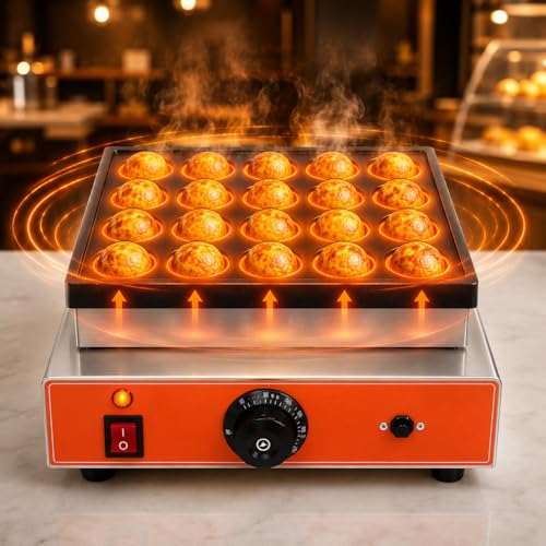 Image of Commercial Mini Pancake Maker, Electric Dutch Pancake Machine with Multi Cavity Plate, Fast Heating Baker for Cafe Restaurant