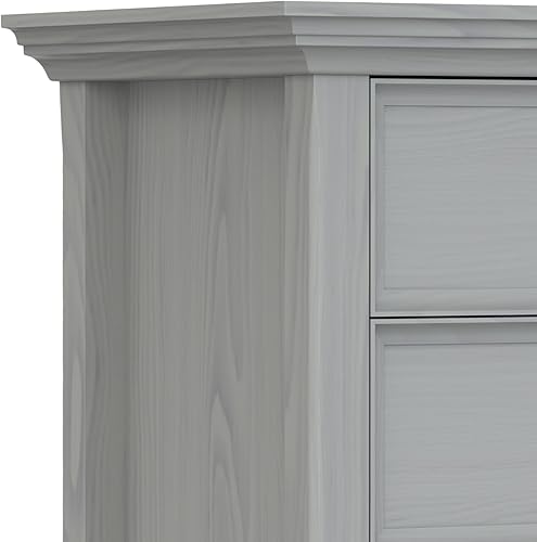 Miniatura 7 de SIMPLIHOME Amherst Mesita de noche tradicional de madera maciza de 24 pulgadas de ancho, color gris niebla, para sala de estar y dormitorio Gris