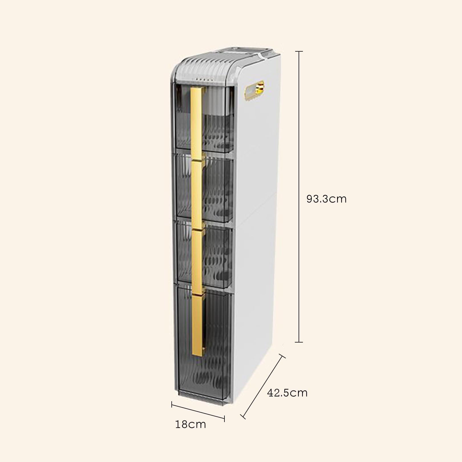 Armario de baño Blanco de 4 niveles. Mueble de almacenamiento Delgado para cocina, Sala y baño. Organizador Lateral para El hogar.