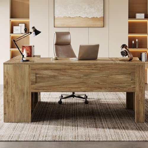 Image of Tribesigns 71 Inch Executive Desk with Filing Cabinet, L Shaped Office Desk