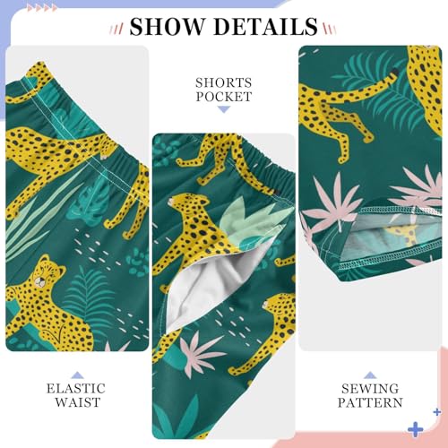 ZZXXB Tropical Leopard Boys Long Pants Soft Trousers Elastic Waist Kids Lounge Bottoms with Pockets S-XL4