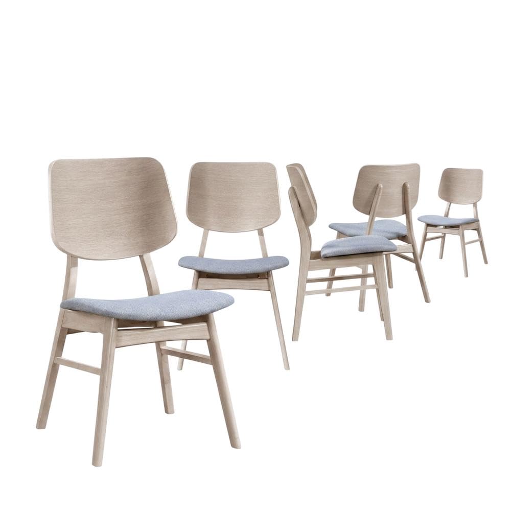 Fabric-Upholstered Wood Dining Chairs Set of by Starlight Canyon Home – Solid + Manufactured Wood, Foam, Fabric (Polyester), Grey, Pack of 6