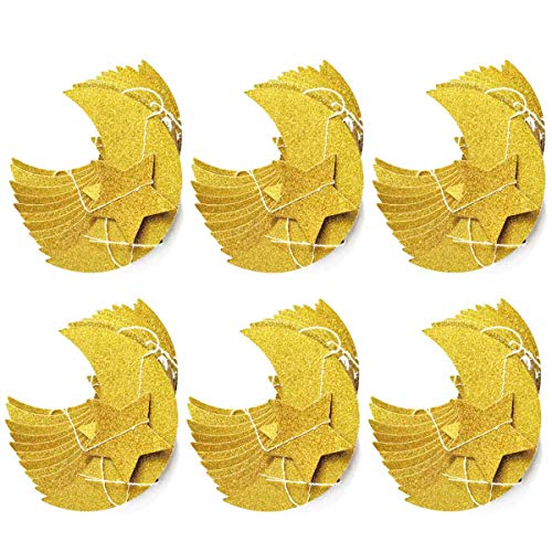 50Ft Glitter Moon & Stars Garlands, 6 Pack Gold Double-Side Crescent And Twinkle Stars Paper Hanging Decorations For Birthday Party Baby Shower Engagement Wedding For Nursery Kids Room Home Bedroom #TOP5