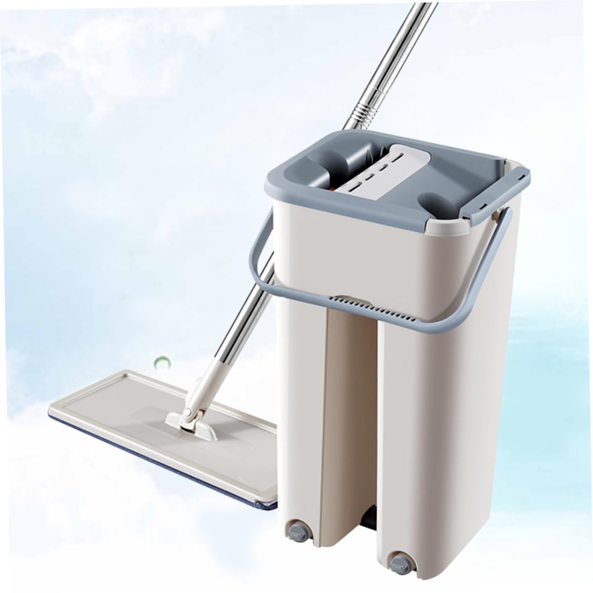Fregona Plana con Cubo Escurridor Mopas Microfibra Reutilizables Mopa para Polvo y Suciedad Herramienta Limpieza Hogar Fácil Almacenamiento y Uso