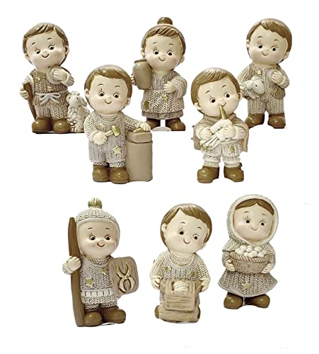 PABEN, Personaggi Presepe Bambini 8 pezzi in resina cm. 6
